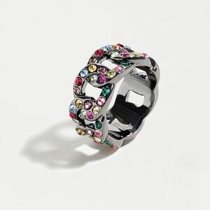 J. Crew Pave Chain Ring 5 NWT